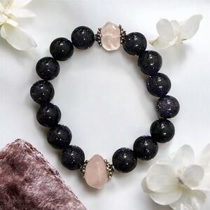 Elegant Black and Pink Beaded Bracelet